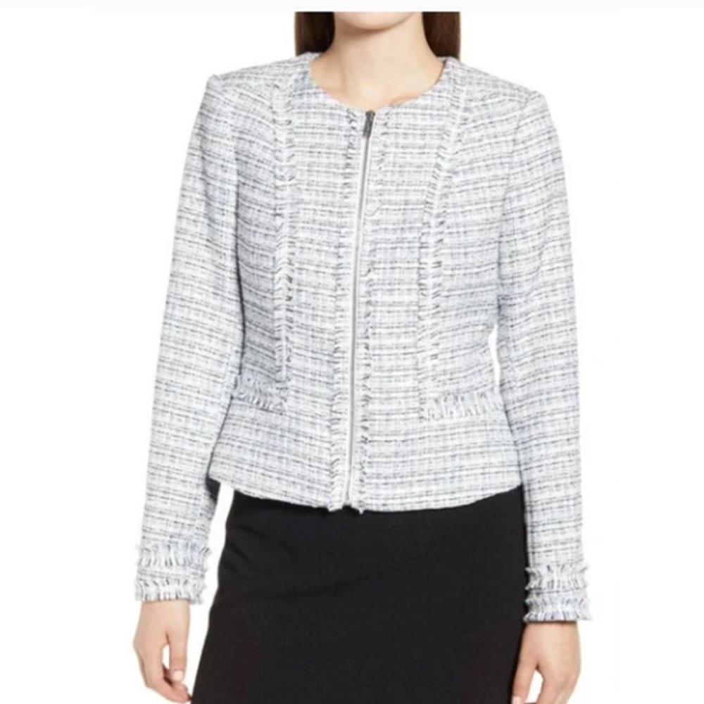 Karl Lagerfeld Paris Tweed Fringe Trim
Crop Jacket Blazer Womens Size 6
NWT